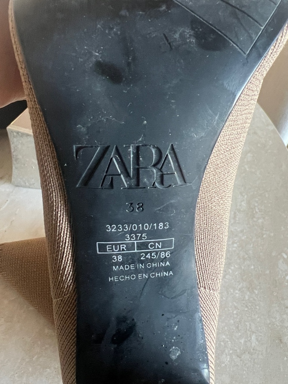 Zara Knit Sock Pointed-Toe Block Heel Ankle Boots - Brown 38 - Picture 6 of 6